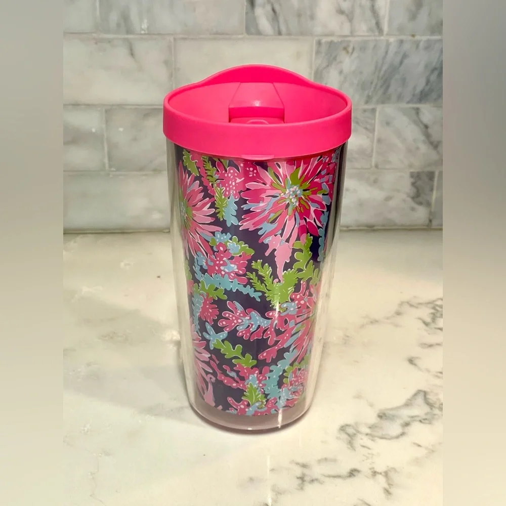 Lilly Pulitzer Insulated Cup with Pink Lid 16‎ oz BPA Free
